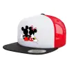 Adult Foam Flat Snapback with Mesh Black-White-Red (POLYESTER, ADULT, UNISEX, ONE SIZE)