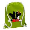 Backpack bag GYMBAG LIME GREEN, with pocket (40x48cm) & thick cords