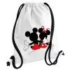 Backpack pouch GYMBAG white, with pocket (40x48cm) & thick cords