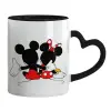 Mug heart black handle, ceramic, 330ml