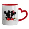 Mug heart red handle, ceramic, 330ml