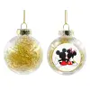 Transparent Christmas tree ball ornament with gold filling 8cm