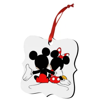 mickey and minnie hags, Christmas ornament polygon wooden 7.5cm