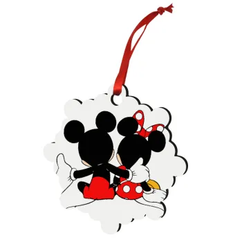 mickey and minnie hags, Στολίδι Χριστουγεννιάτικο στολίδι snowflake ξύλινο 7.5cm