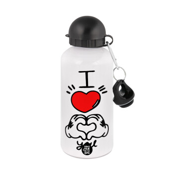 comics hands love, Metal water bottle, White, aluminum 500ml