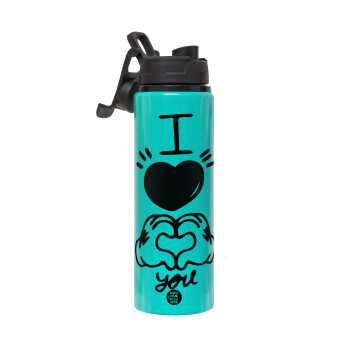 comics hands love, Metallic water bottle with safety lid, 850ml aluminum