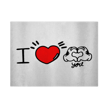 comics hands love, Επιφάνεια κοπής γυάλινη (38x28cm)