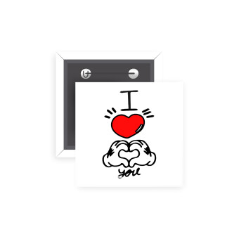 comics hands love, Κονκάρδα παραμάνα τετράγωνη 5x5cm