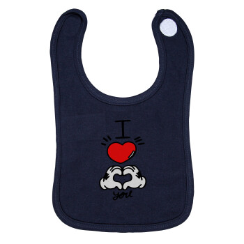 comics hands love, Σαλιάρα με Σκρατς 100% Organic Cotton Μπλε (0-18 months)