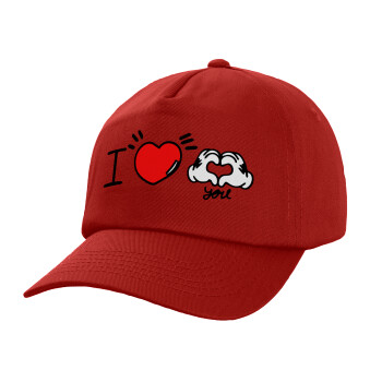 comics hands love, Καπέλο παιδικό Baseball, 100% Βαμβακερό, Low profile, Κόκκινο