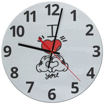 comics hands love, Ρολόι τοίχου γυάλινο (30cm)