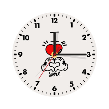 comics hands love, Wooden wall clock (20cm)