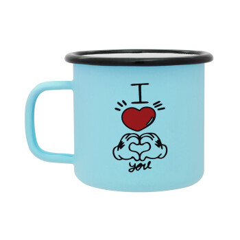 comics hands love, Κούπα Μεταλλική εμαγιέ ΜΑΤ σιέλ 360ml