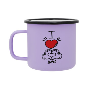 comics hands love, Κούπα Μεταλλική εμαγιέ ΜΑΤ Light Pastel Purple 360ml