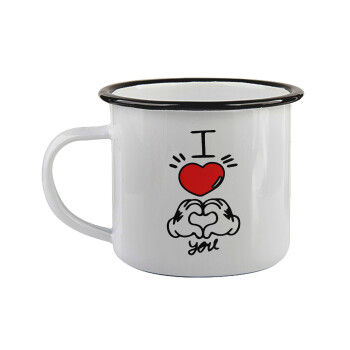 comics hands love, Κούπα εμαγιέ με μαύρο χείλος 360ml