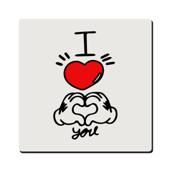 comics hands love, Τετράγωνο μαγνητάκι ξύλινο 6x6cm