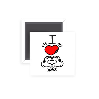 comics hands love, Μαγνητάκι ψυγείου τετράγωνο διάστασης 5x5cm