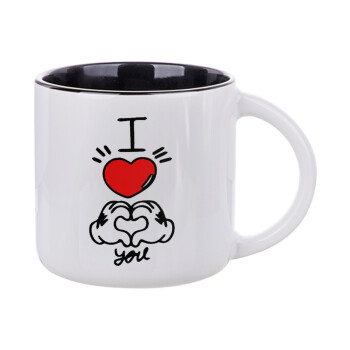 comics hands love, Κούπα κεραμική 400ml Λευκή/Μαύρη