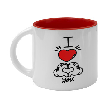 comics hands love, Κούπα κεραμική 400ml Λευκή/Κόκκινη