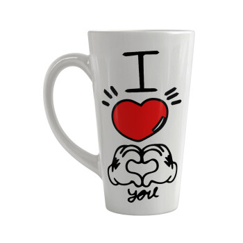 comics hands love, Κούπα κωνική Latte Μεγάλη, κεραμική, 450ml