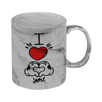 comics hands love, Mug ceramic marble style, 330ml