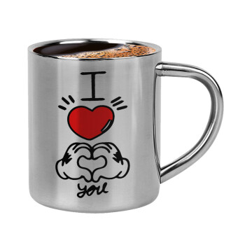 comics hands love, Double-wall metal cup for espresso (220ml)