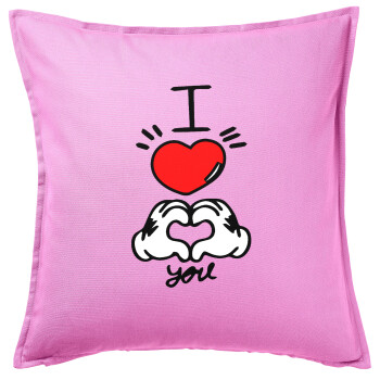 comics hands love, Sofa cushion Pink 50x50cm includes filling