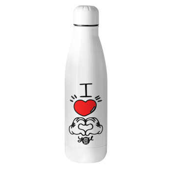 comics hands love, Metal mug thermos (Stainless steel), 500ml