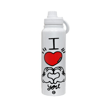 comics hands love, 1L Stainless Steel Thermal Bottle with Phone Holder & Double Wall Insulation
