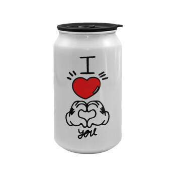 comics hands love, Κούπα ταξιδιού μεταλλική με καπάκι (tin-can) 500ml