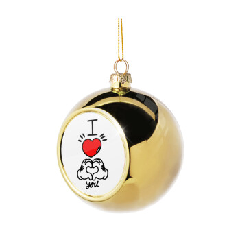 comics hands love, Χριστουγεννιάτικη μπάλα δένδρου Χρυσή 8cm