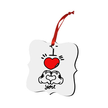 comics hands love, Στολίδι Χριστουγεννιάτικο στολίδι polygon ξύλινο 7.5cm