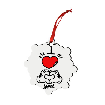 comics hands love, Στολίδι Χριστουγεννιάτικο στολίδι snowflake ξύλινο 7.5cm