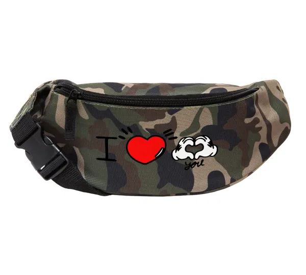 comics hands love — Unisex waist bag (banana) in Jungle camouflage color with 2 pockets