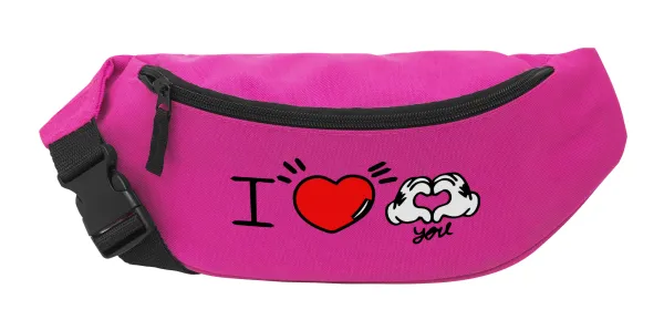 comics hands love — Unisex waist bag (banana) in PINK color with 2 pockets