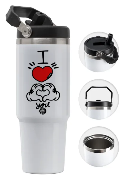 comics hands love — Θερμός Ανοξείδωτο 30oz με χερούλι