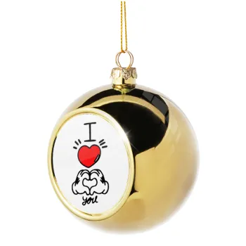 comics hands love, Golden Christmas tree ball ornament 8cm