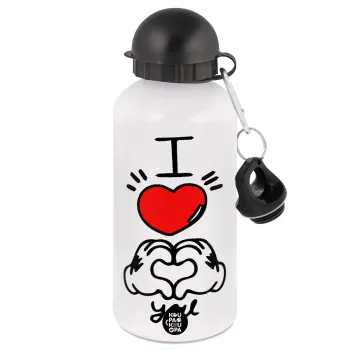 comics hands love, Metal water bottle, White, aluminum 500ml