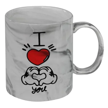 comics hands love, Mug ceramic marble style, 330ml