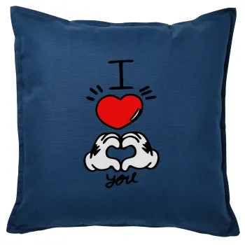 comics hands love, Sofa cushion Blue 50x50cm includes filling
