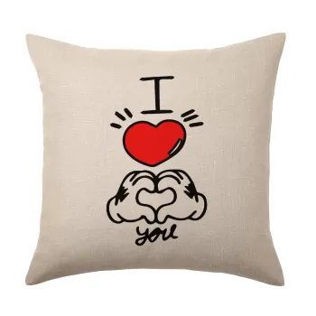 comics hands love, Μαξιλάρι καναπέ ΛΙΝΟ 40x40cm περιέχεται το  γέμισμα