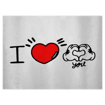 comics hands love, Επιφάνεια κοπής γυάλινη (38x28cm)