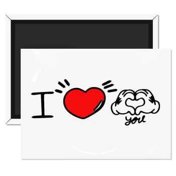 comics hands love, Ορθογώνιο μαγνητάκι ψυγείου διάστασης 9x6cm