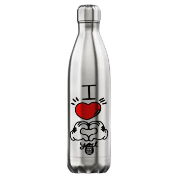 comics hands love, Μεταλλικό παγούρι θερμός Inox (Stainless steel), διπλού τοιχώματος, 750ml