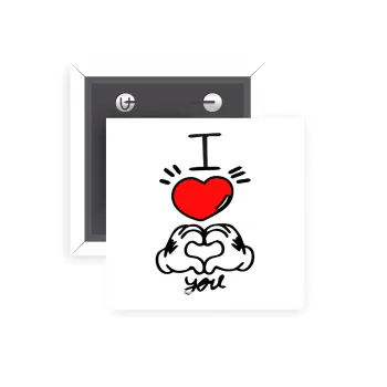 comics hands love, Κονκάρδα παραμάνα τετράγωνη 5x5cm