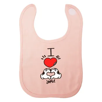 comics hands love, Σαλιάρα με Σκρατς ΡΟΖ 100% Organic Cotton (0-18 months)