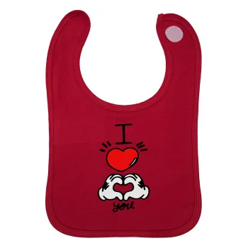 comics hands love, Σαλιάρα με Σκρατς Κόκκινη 100% Organic Cotton (0-18 months)
