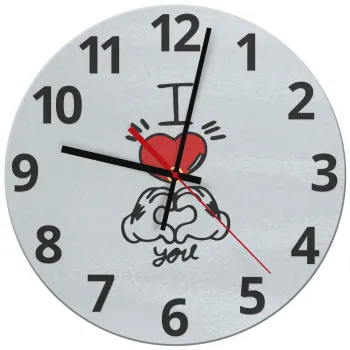comics hands love, Ρολόι τοίχου γυάλινο (30cm)
