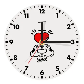 comics hands love, Wooden wall clock (20cm)