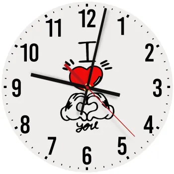 comics hands love, Ρολόι τοίχου ξύλινο (30cm)